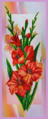 Bead embroidery kit Gladiolus hand embroidery needlework kit