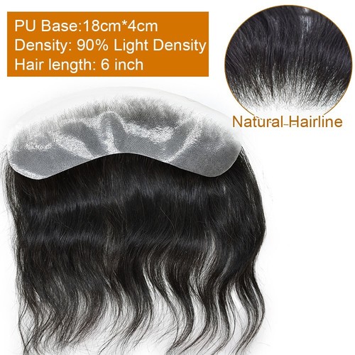 Mens Frontal Hairline Human Hair Piece Thin Skin Forehead Men Replacemen System - Picture 7 of 16