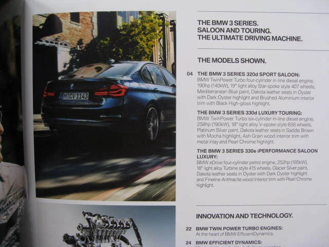 BMW. 3 Series Saloon & Touring 55 Page UK Sales Brochure. Dated March 2016. - Image 4 of 4