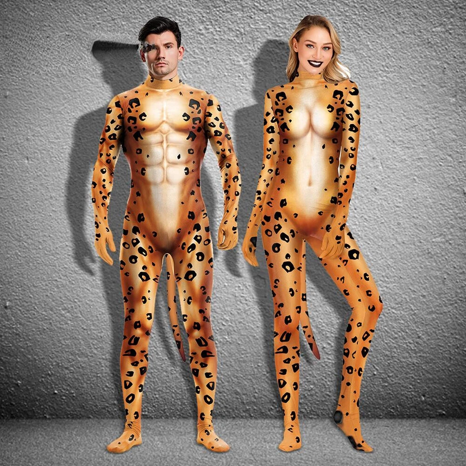 Animal Mono Cosplay Disfraces Lobo Tigre Leopardo 3D Body Fiesta Halloween Foto 2 de 4