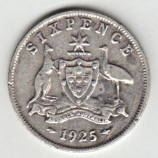 1925 AUSTRALIA 6 PENCE  .925 SILVER GEORGE V KM# 25