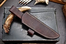 CFK Handmade HIGH QUALITY Brown Leather Right Hand Vertical Belt Knife Sheath 14