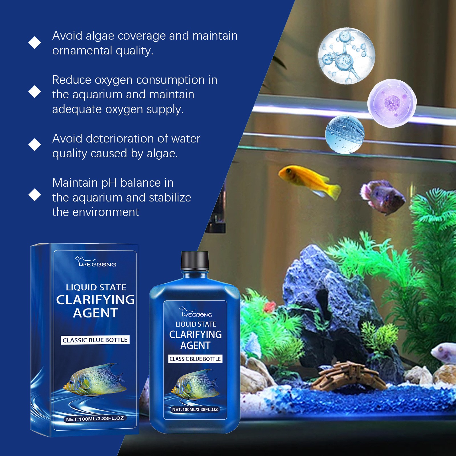 Chiarificatore Acqua Acqua Acqua Acquario ad Azione Rapida, Agente Chiarificante Stato Liquido Acquario foto 2