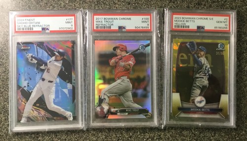 Shohei Ohtani Finest , Mike Trout Bowman , Mookie Betts Bowman , Refractors, MLB