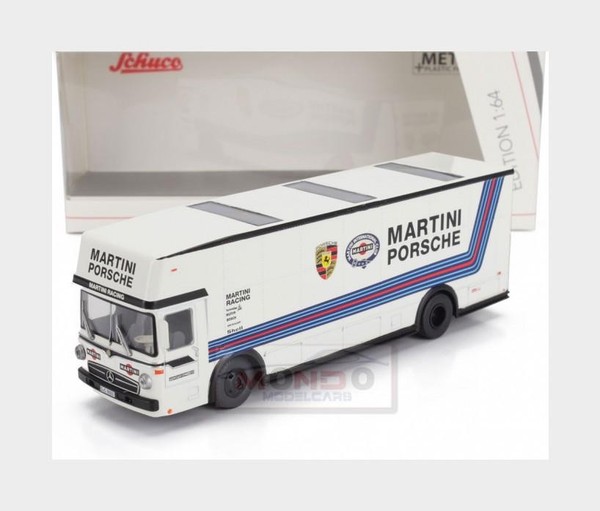1:64 Schuco Mercedes Benz O317 Truck Car Transp.Porsche Martini 1968 452038000 M-image