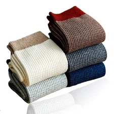 Men's 100% Cotton Knitted Crew Socks, Dress & Casual, Pack of 5 Pairs