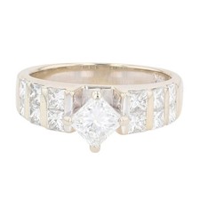 1.58ctw Diamond Solitaire with Accents Engagement Ring 18k White Gold Size 6