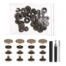 25Set Leather Snap Fasteners Kit 17mm Metal Snaps with 3 Setter Tools Bronze