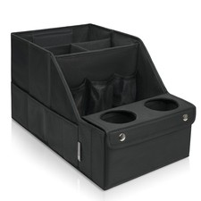 Car Backseat Organizer with 11 Compartments 2 Cup Holders, Black