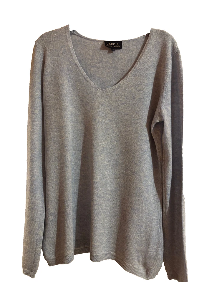 CAROLL pull bleu clair col v cachemire taille s ou 36 - Photo 1/3