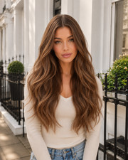 22 Inch Brown Lace Front Wig Long Wavy Synthetic Hair