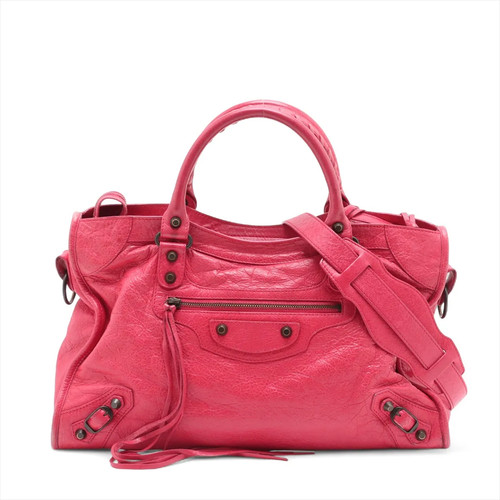Balenciaga The City Leather 2 Way Handbag Red 115748