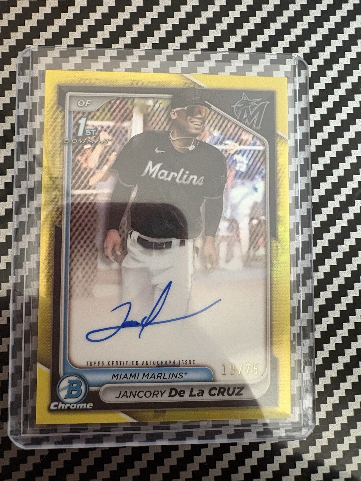 2024 Bowman Chrome JANCORY DE LA CRUZ 1st RC Yellow Refractor AUTO /75