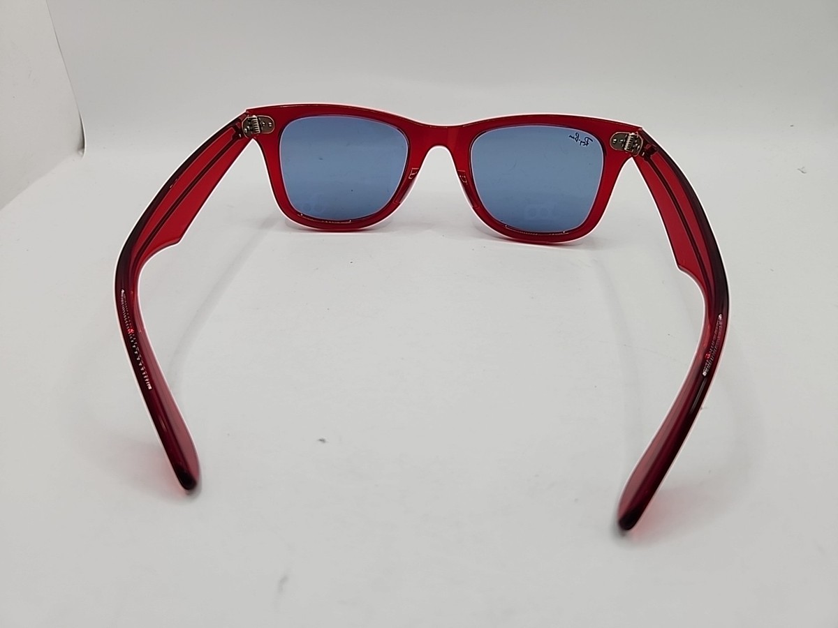 NEW Ray-Ban RB2140 Wayfarer Sunglasses 6614/56 Red on Transparent 