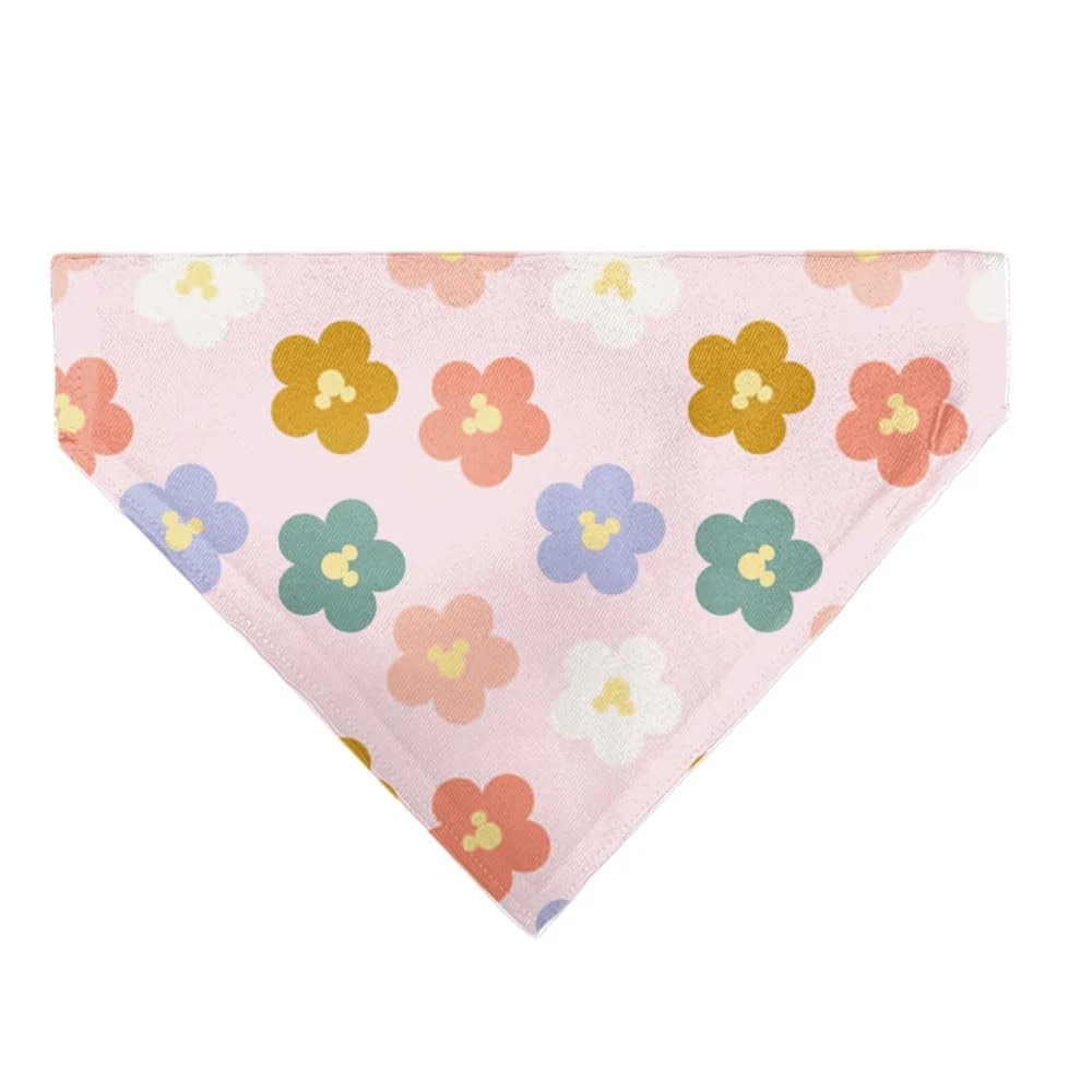 Disney Pet Bandana Mickey Mouse Ears Flower Icon Scattered Pink Slip (US IMPORT)