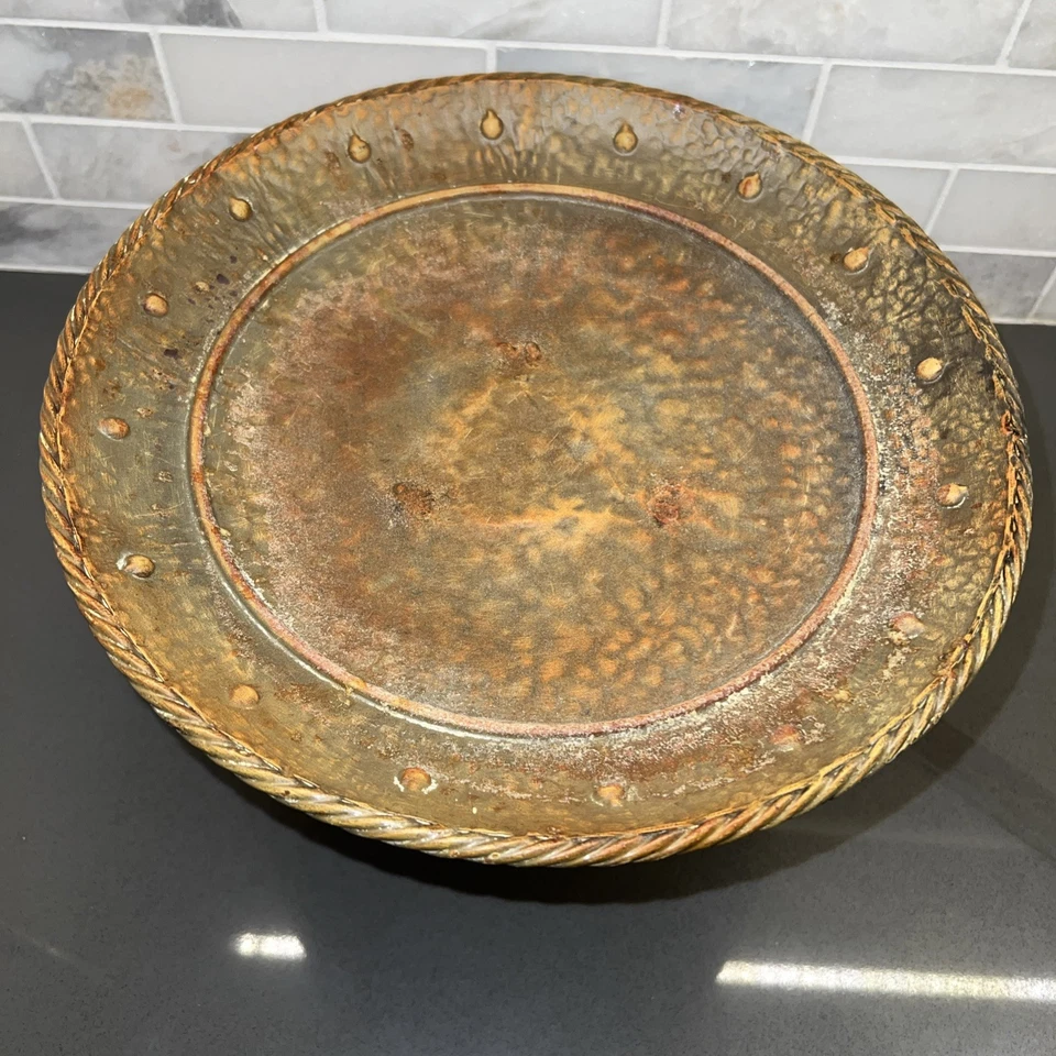 Ornate center Decor Holder Vase Metal Pedestal Tray~Large~ - Image 2 of 4