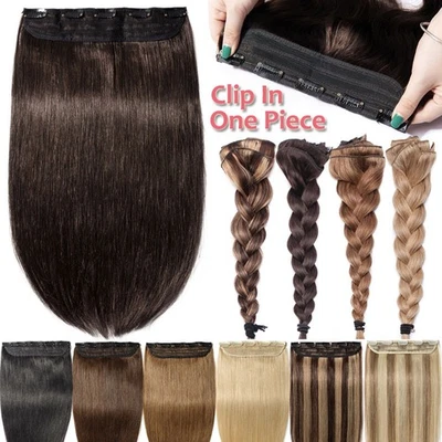 100G Dick Ein-Tressen Remy Echthaar Clip In Extensions Haarverlängerung Onepiece - Bild 1 von 4