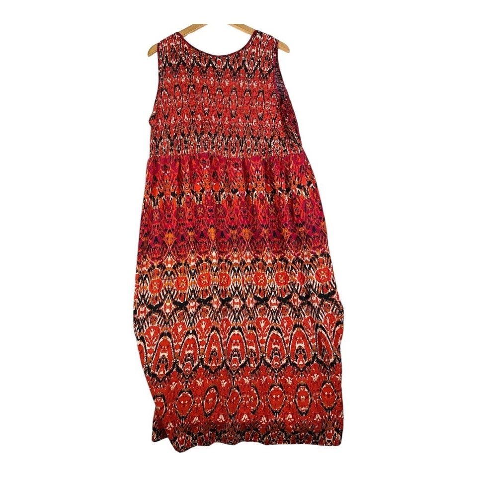 Maxi Vestido Kim Rogers Rayón Sin Mangas Multiimpresión Talla 3X Naranja Foto 3 de 4