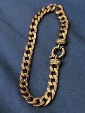 Gold Curb Bracelet. Beautiful. Elegant Stamped 375 with 6 diamonds