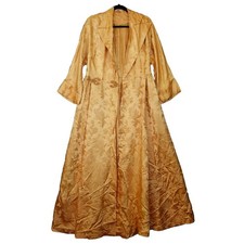 1950s Vintage Japanese Kimono Dynasty Robe M Geisha Empress Gold Gown Wedding