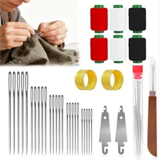 37PC Complete Sewing Kit - Big Eye Steel Sewing Needles Kit Stainless Steel
