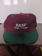 Vintage Trucker Hat BASF Dodge durango Fabric Leather strap Adjustable Maroon