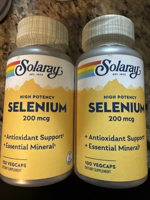 2 × Solaray   SELENIUM 200mcg 100 VegCaps   EXP:07/28 *2 BOTTLES*FREE SHIPPING*