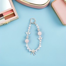 2pcs Butterfly Cellphone Charm - Beaded Phone Bracelet Strap - Crystal