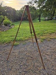 Vintage extendable wooden tripod with brass fittings 32"- 60"