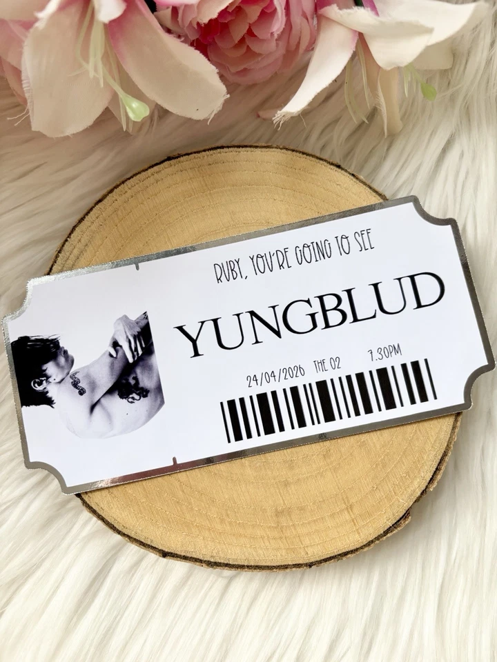 SWEETCHEEKS BOWTIQUE Personalised Yungblud Music Concert Ticket Birthday Surprise Ticket Gift Reveal