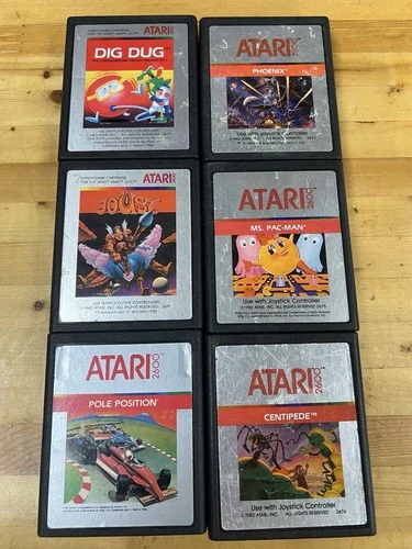 Atari 2600 Game Lot Of 6- Dig Dug, Joust, Ms PAC Man, Centipede, Pole Position