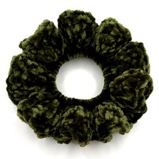 Green Crochet Velvet Scrunchies, Durable, Soft Polyester