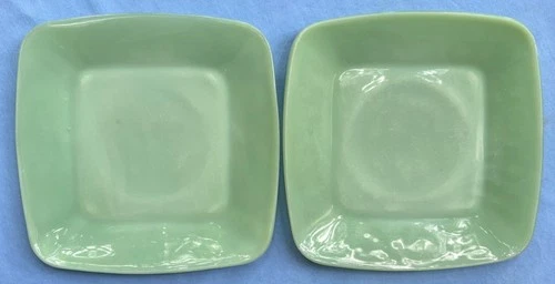TWO Anchor Hocking Fire-King Charm Jadeite Luncheon Plates