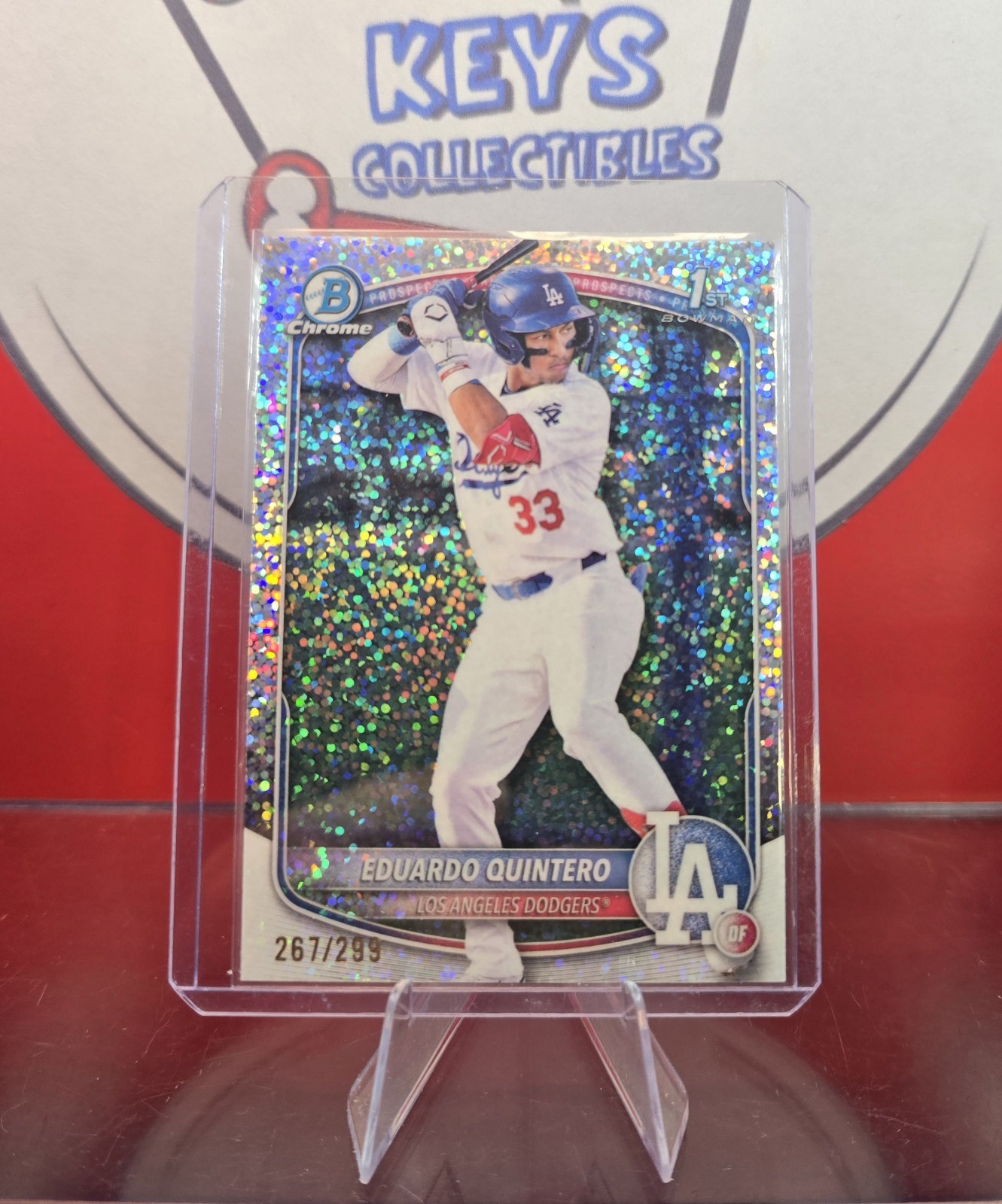 2025 1st Bowman Chrome MLB LA Dodgers Eduardo Quintero Speckle /299 SP Card