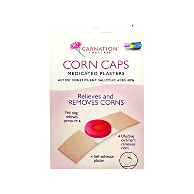 10X Carnation Corn Caps 5's Medicated Plasters 40% Salicylic Acid Hard Skin