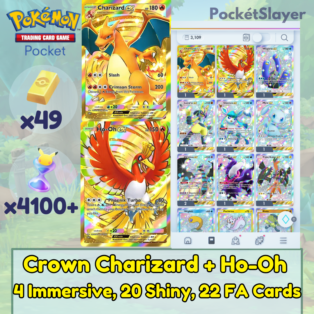 Pokemon TCG (Trading Card Game) Pocket 2 Crown Charizard + Ho-Oh | 4100+ HG Pokemon TCG (Trading Card Game) Pocket 2 Crown Charizard + Ho-Oh | 4100+ HG