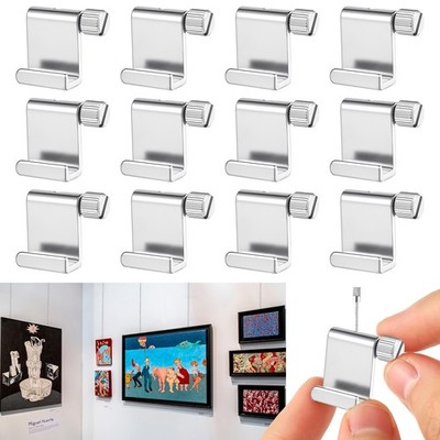 Hicarer 12 Pcs Adjustable Hooks for Gallery Picture Hanging System Silver 