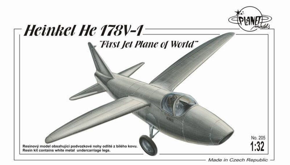 Planet Models 129-PLT205 - 1/32 Heinkel He 178 First Jet Plane Of World - New