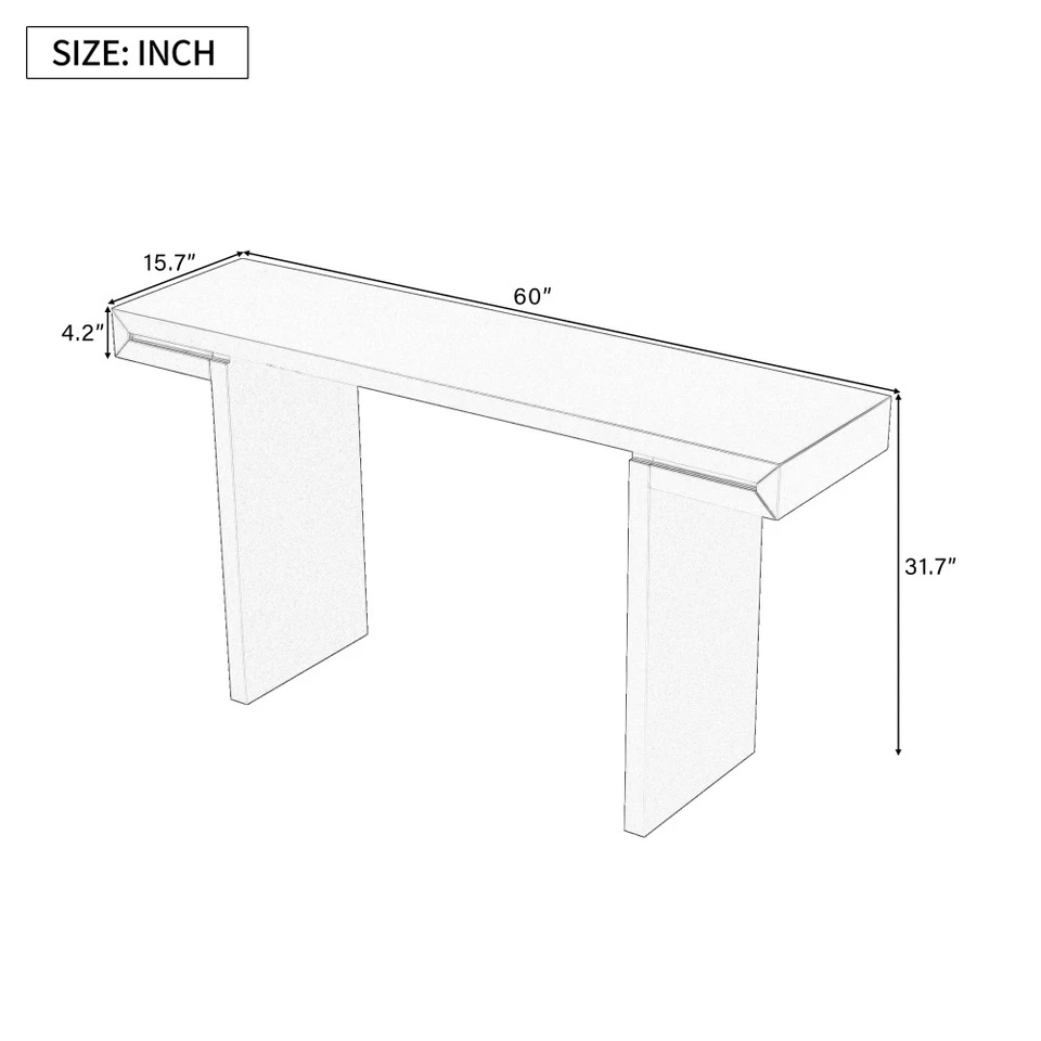 Mesa Consola 60 pulgadas Estilo U Líneas Geométricas Acabado Pintado Ajustable Foto 2 de 4