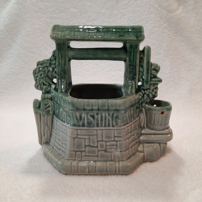 Vintage McCoy Pottery Oh Wishing Well Grant A Wish To Me Planter RARE COLOR, USA