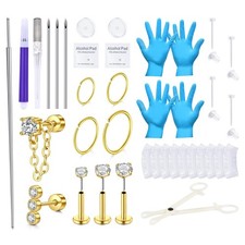 QWALIT Ear Piercing Kit Gold D2-Needle- earring studs hoop- gold