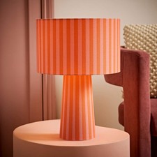 Stripe Fabric Table Lamp Light Drum Lampshade Bedroom Bedside Living Room Lights