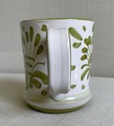 Italian Hand Painted Art Pottery Mug Green Flowers White Tea Coffee Cup Italy — photo 2