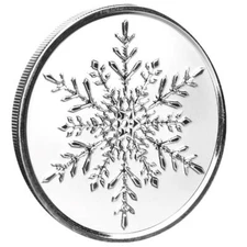 1 oz Silver Snowflake Christmas Ornament .9999 Silver Round #A218