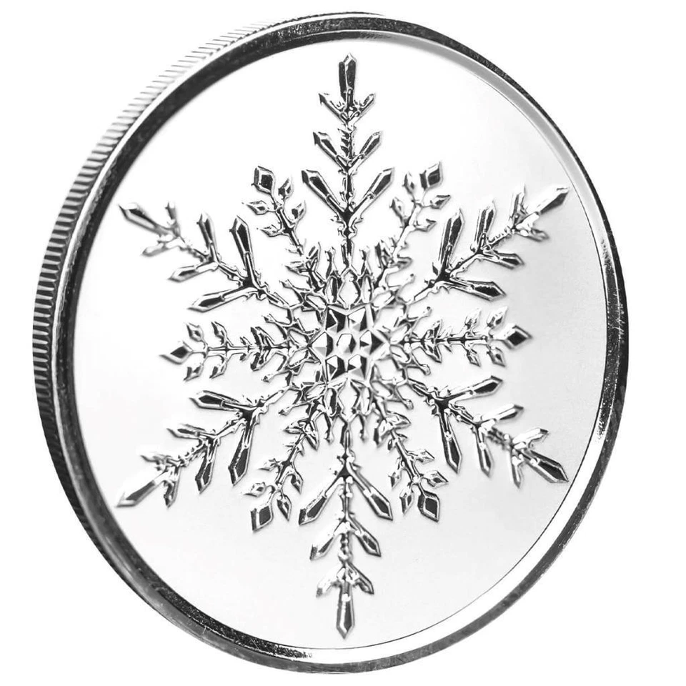 1 oz Silver Snowflake Christmas Ornament .9999 Silver Round #A218