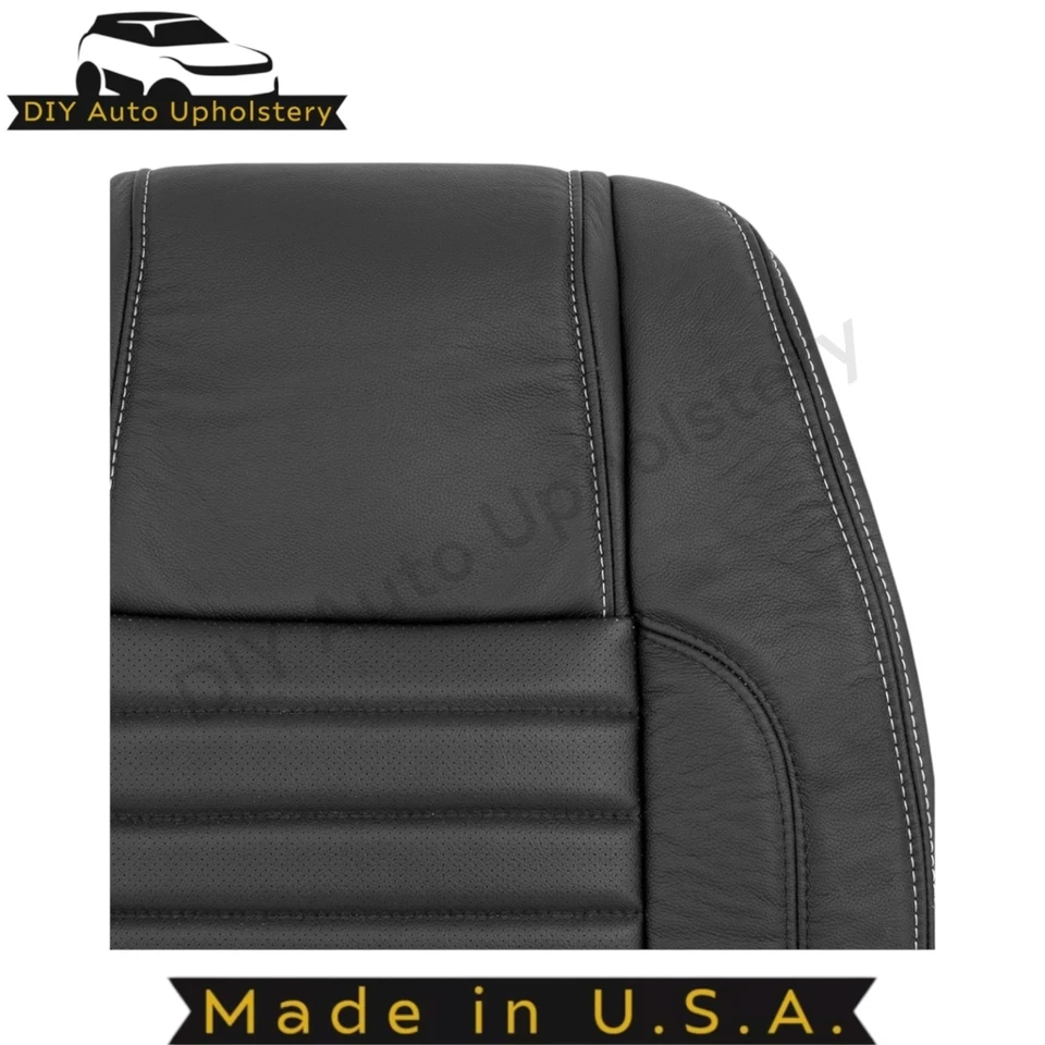 Cubierta de asiento superior de pasajero negra de cuero sintético para Ford Mustang GT (S197 II) 2010-2014 Foto 4 de 4
