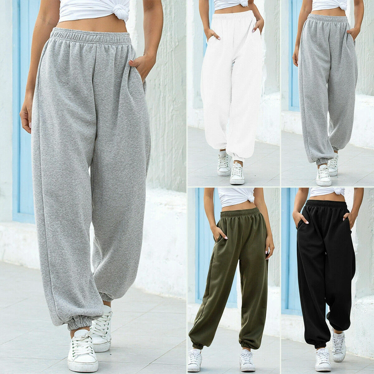 Womens Ladies Jogger Tracksuit Pants Bottoms Casual Loose Trousers