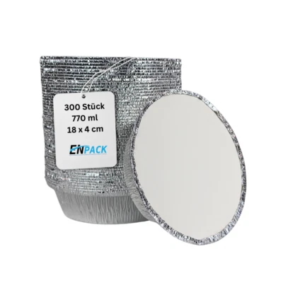 ENPACK 300 Aluschale mit Deckel 770L Runde Form Take away Menü Pasta Grillschalen