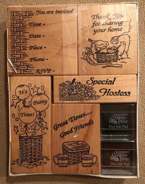Longaberger Consultant Stamp Set, 5 Stamps + 2 Ink Pads Sealed In