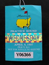 Masters Practice Round Ticket Wednesday April 9, 1997-TIGER WOODS FIRST WIN